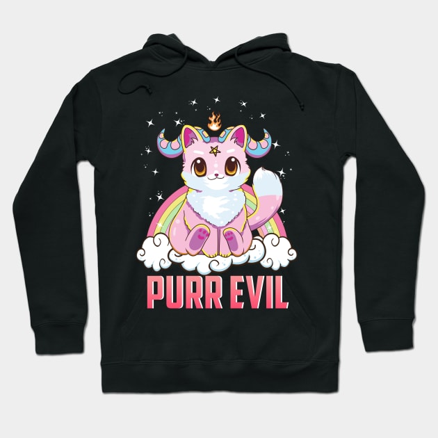 Purr Evil Satanic Cat Pun Pure Evil Goth Kitten Hoodie by theperfectpresents